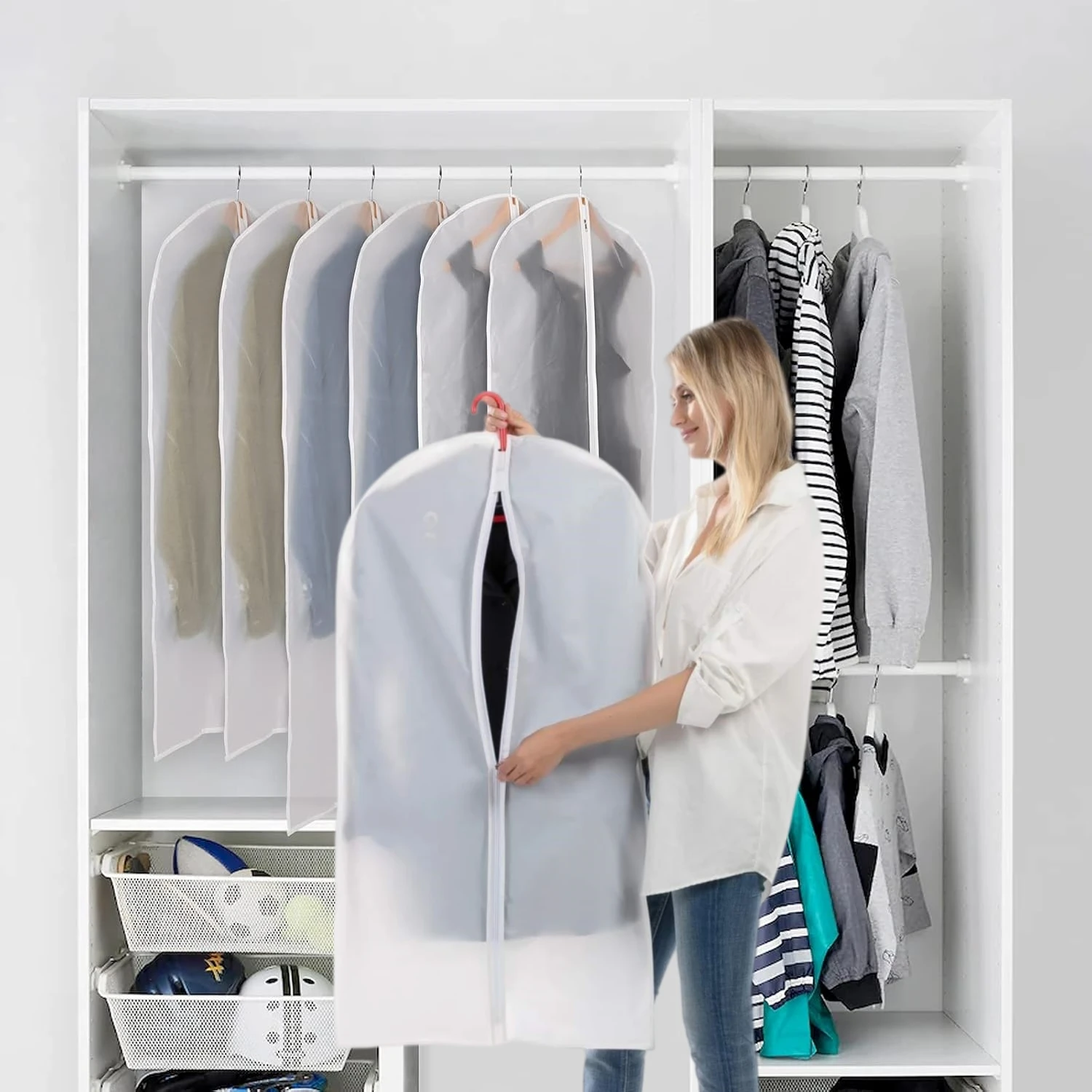 

5/10/20Pcs Clear Garment Bags for Closet Storage,Clothes Dust Covers Hanging Clothes Bags Dress Bag for Long Dresses, Suit, Coat