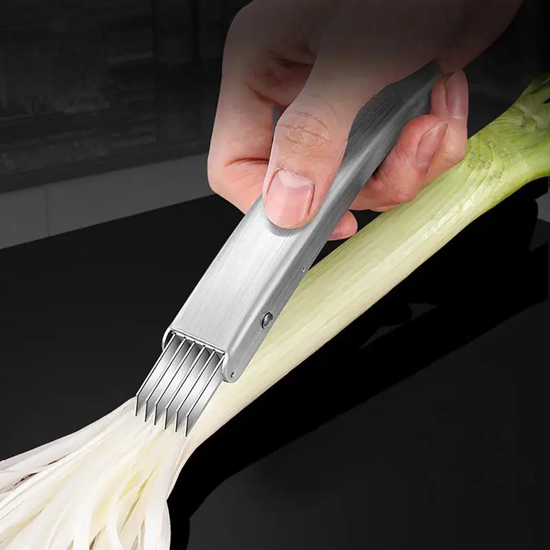 Shred Cutter Stainless Steel Onion Cutter Slicer Multifunctional Kitchen Vegetable Cutter Stainless Steel Scallion Shredding