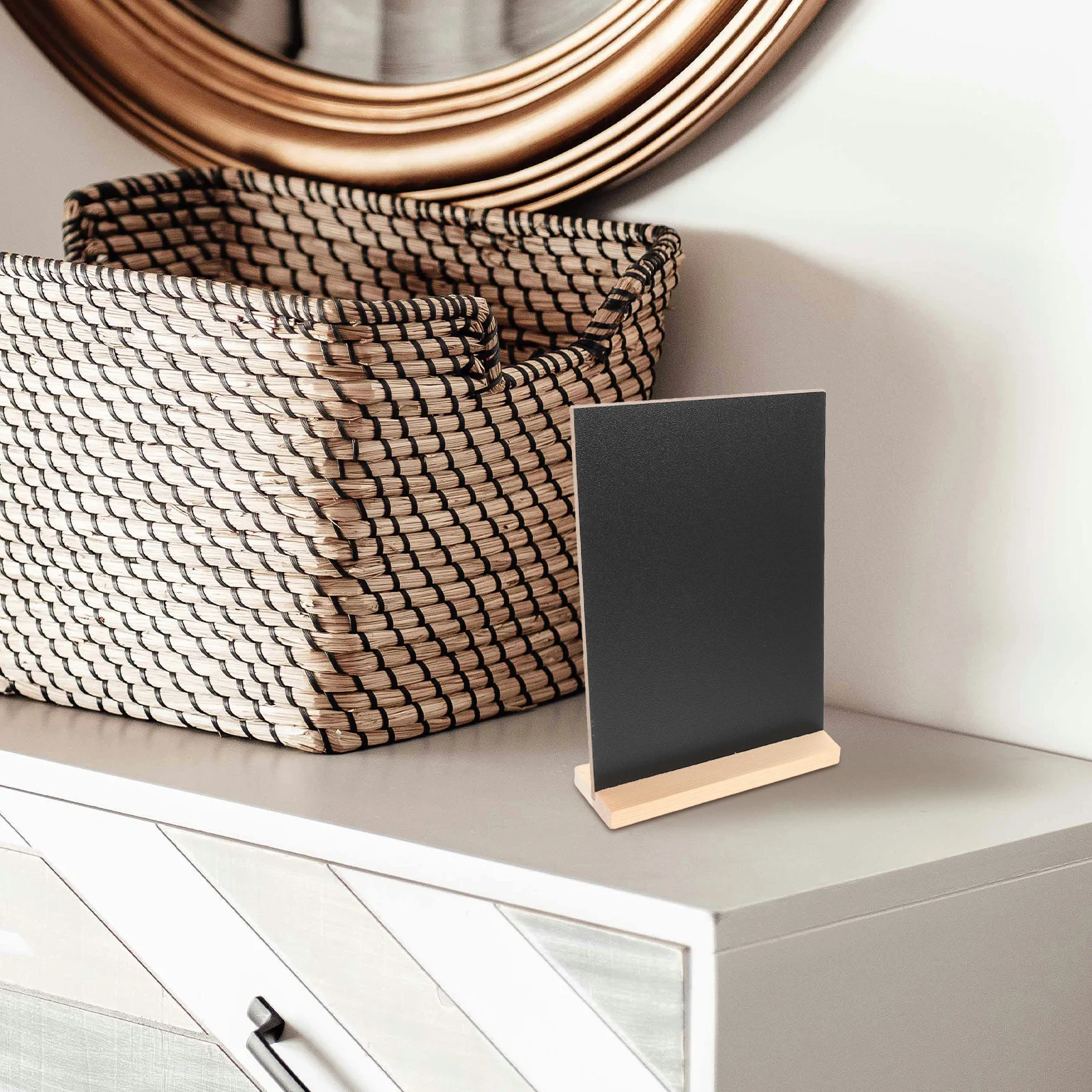 1pcs Chalkboard Sign Pine Wood Base Blackboard Message Board Desktop Decor Display For Party Wedding Home Diy Decoration Mini