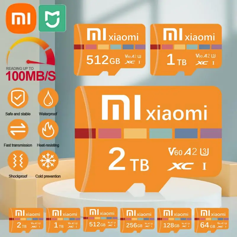 Xiaomi Mijia Micro TF SD Card ของแท้2TB ความเร็วสูง1TB TF SD การ์ดหน่วยความจำ64GB แฟลชการ์ดความจำกล้องโทรศัพท์มือถือคอมพิวเตอร์