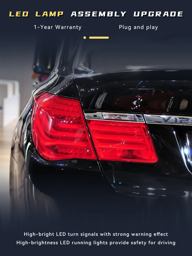 المصابيح الخلفية للسيارات لسيارات BMW 7 Series F02 730i 740i 750i 2009-2015 الذيل ضوء لمبة خلفية LED تعديل الفرامل التلقائي اكسسوارات السيارات