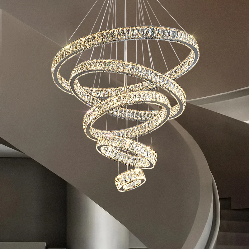 Modern Home Decoration Crystal Chandeliers For Hall Staircase Indoor Lighting Fixtures Ceiling Lamps Living Room Exquisite I