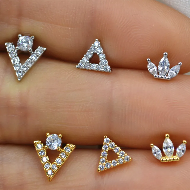 50pcs CZ Crown Ear Helix Bar Cartilage Earring Tragus Ring Earring Ear Studs Body Piercing Jewelry