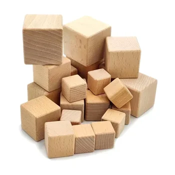 Cubi di legno non finiti da 2-5 cm, cubo quadrato con blocchi di legno di faggio naturale per artigianato fai-da-te, decorazioni per la casa, creazione di puzzle, baby shower