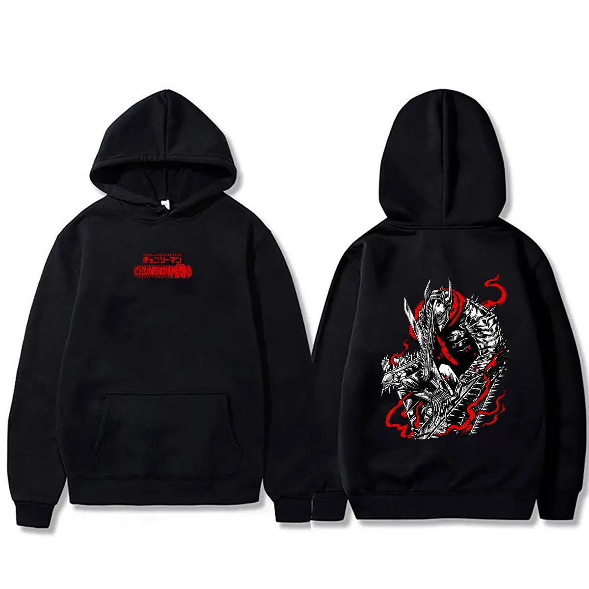 Anime Chainsaw Man Graphic Hoodie Funny Cartoon Denji Pochita Pullover Hoodies Men's Women's Manga Vintage Oversized Streetwear