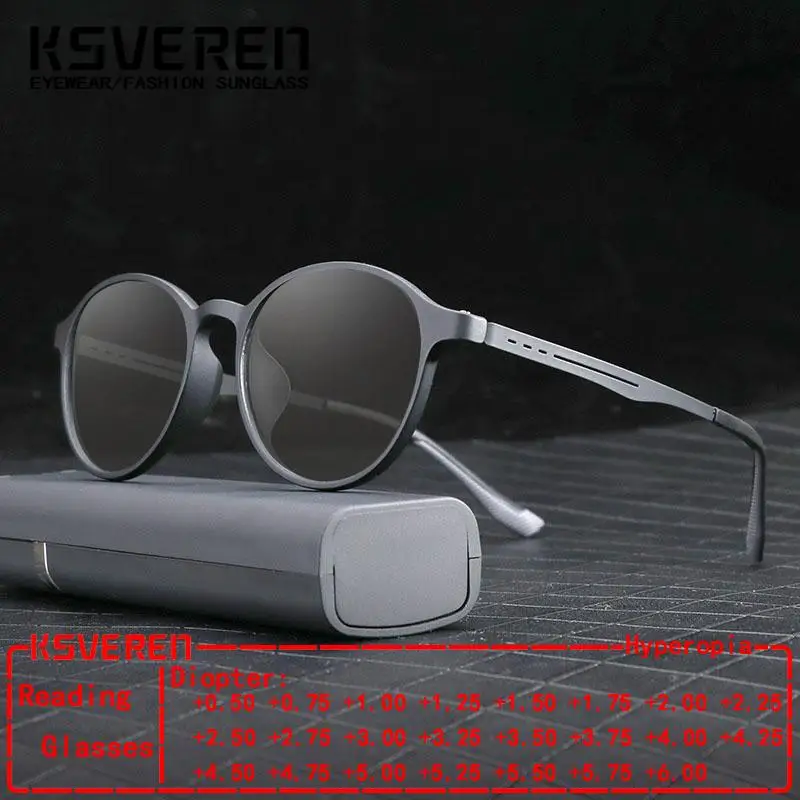 

TR90 Business Eyewear Retro Round Reading Glasses Men Women Photochromic Prescription Glasses Optical Glasses Magnifying Glasses