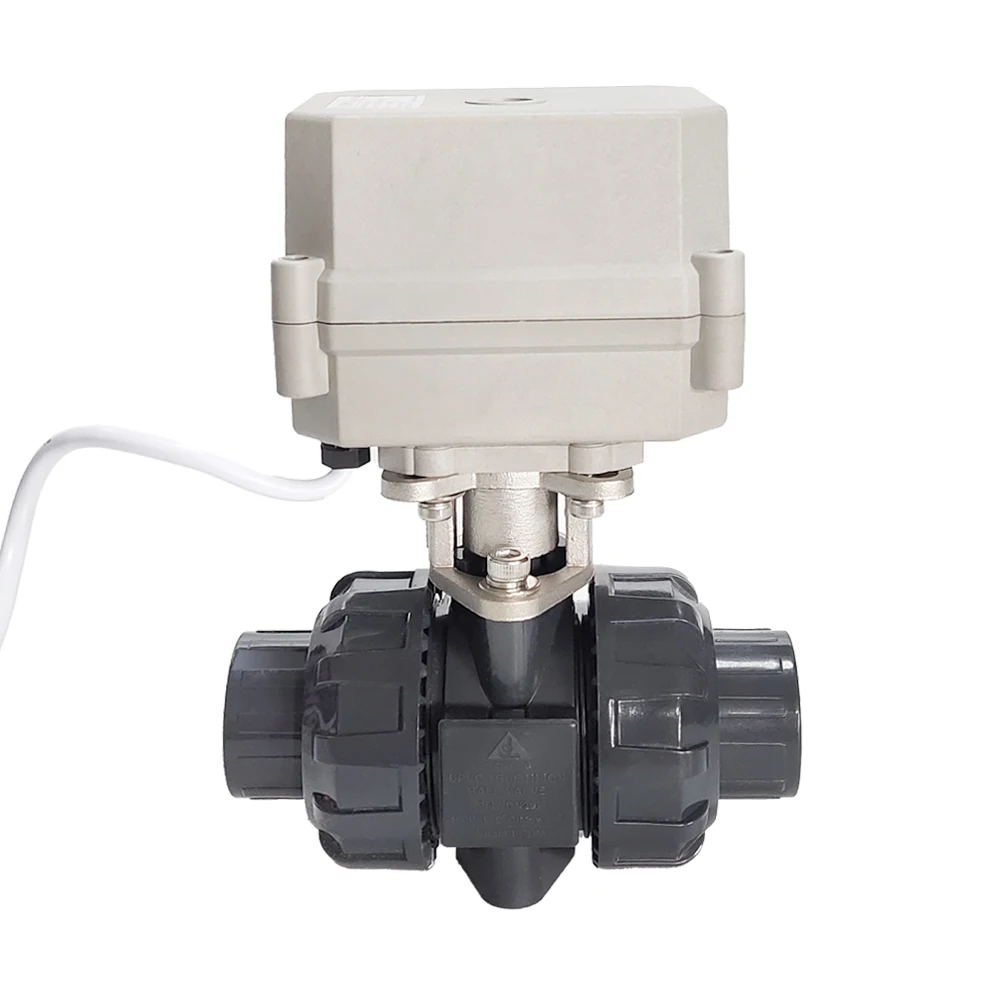 Imagem -02 - Válvula Elétrica Upvc para Fluidos Químicos Ligado e Desligado Engrenagens de Metal Dn20 Dc12v 24v Fios Fios Fios 10nm 15 Sec
