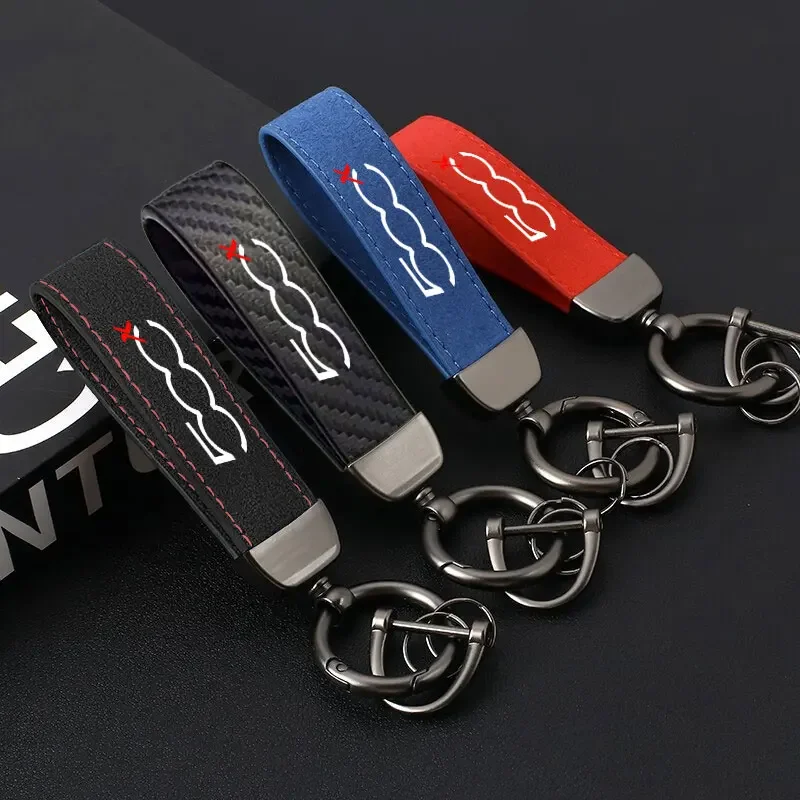 Premium Leather Car Key Pendant Key Ring Decoration Accessory For Abarth 500 595 695 124 Spider 500e