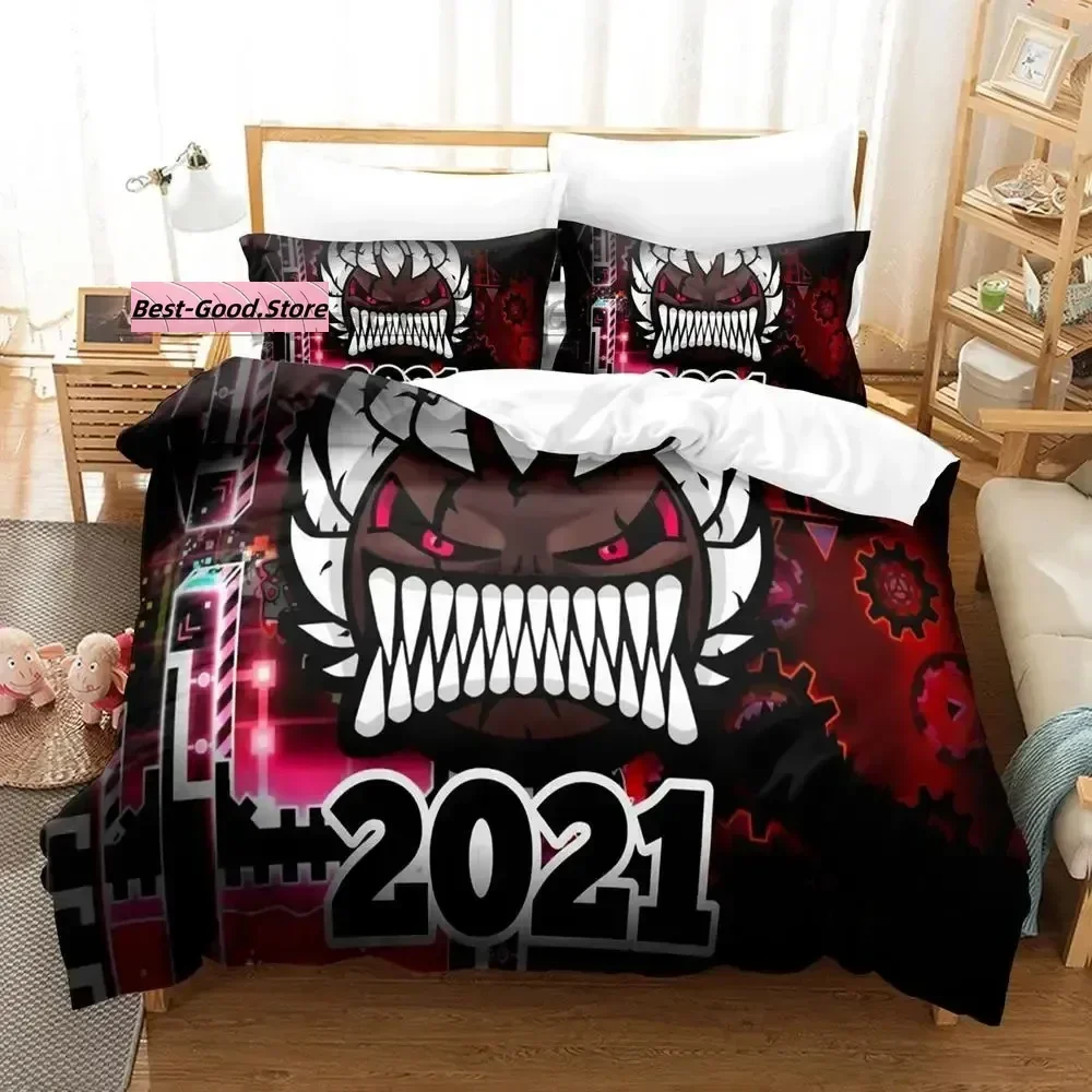

Angry Geometry Dash Bedding Set Single Twin Full Queen King Size Bed Set Aldult Kid Bedroom Duvetcover Sets 3D Print Kawaii 2022