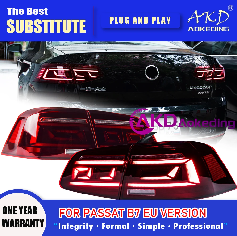 AKD Tail Lamp for VW Passat B7 EU Version LED Tail Light 2012-2016 Magotan Rear Fog Brake Turn Signal Automotive Accessories