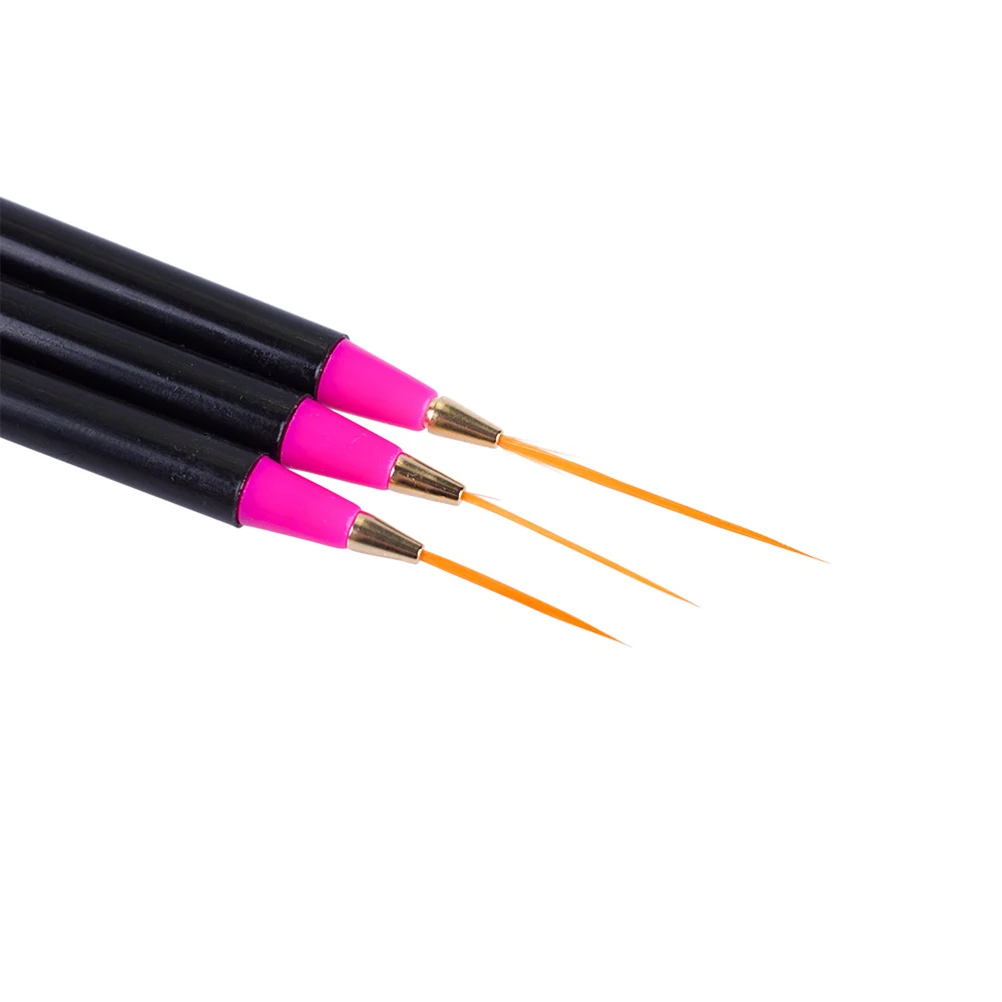 

3pcs Art Pens Set Striping Liner Brush Tool For Design Drawing Dotting Painting Polish Sturdy Thin Structure Space-Saving