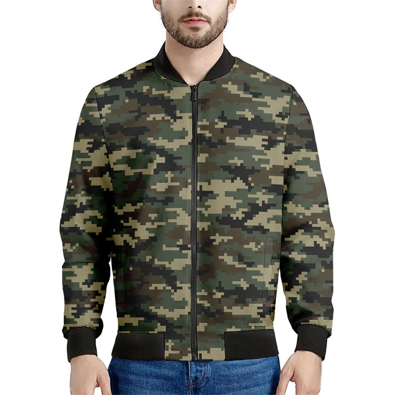 

Classic Camouflage 3d Printed Zipper Jacket Men Fashion Kids Sweatshirt Tops Long Sleeves Street Bomber Coats Male Clothes