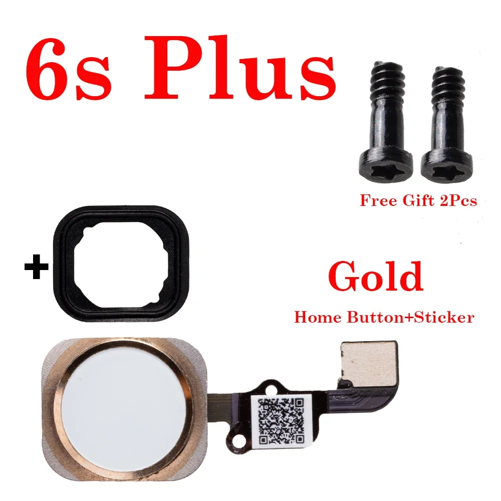 1Set/Lot Home Button + Rubber + Bottom Screws For iPhone 6 6s Plus Home Button Menu With Flex Cable Key Cap