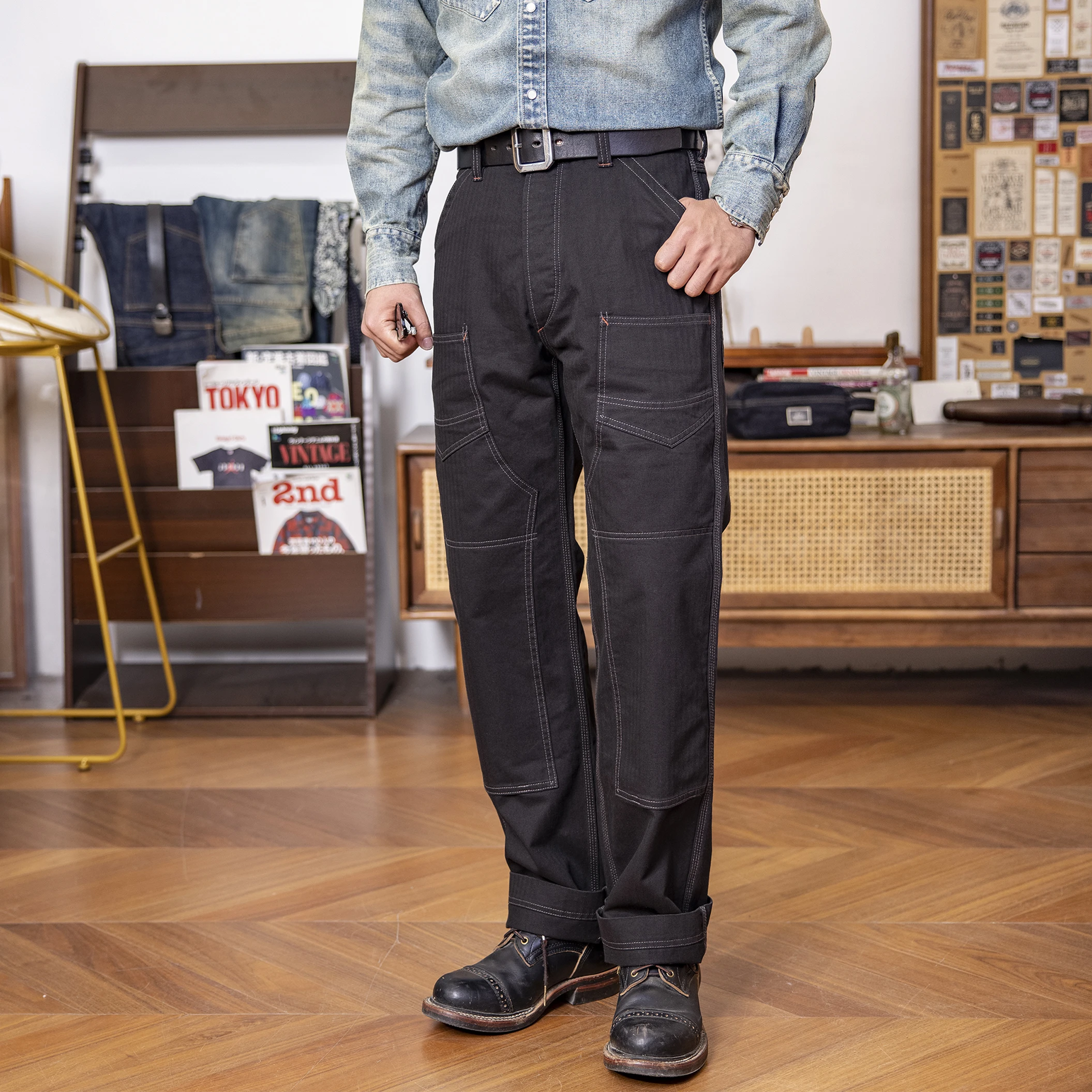 FW-0002B Mens Cotton High Quality Casual Military Stylish Trousers Mans Vintage Avatar Flight  14oz Canvas Cargo Pants