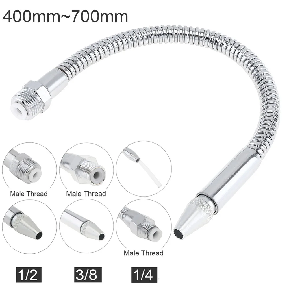 Kühlung Rohr 1/2 1/4 3/8 Zoll Metall Flexible Wasser Öl Kühl Rohre 400-700mm mit Runde Kopf Düse für CNC Maschine/Fräsen