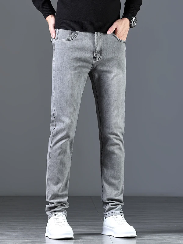 

Bla Slim Fit Men's Jeans Elastic Straight Leg Long Pants New Autumn Winter High End Hong Kong Faion Brand Texwood