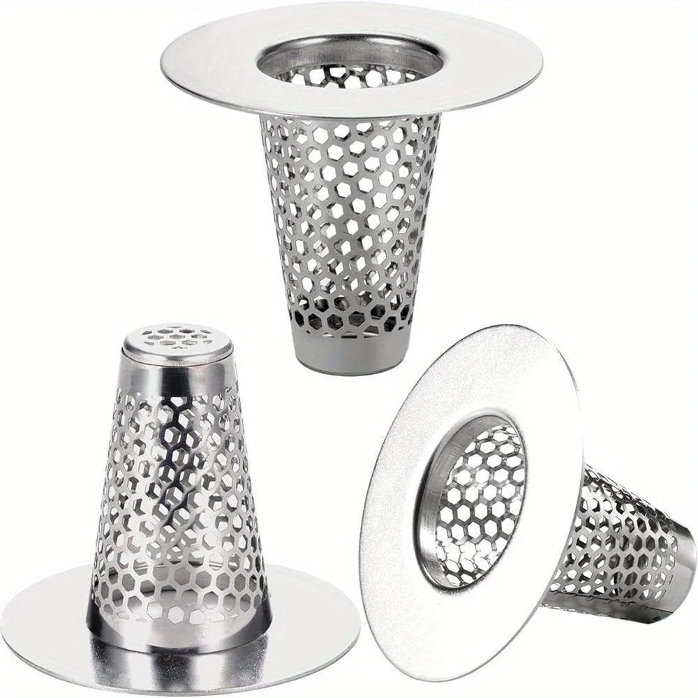 3pcs/pack Premium Stainless Steel Bathroom Sink Drain Strainer New Style Hair Catcher for 1.2
