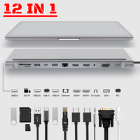 12 IN 1 USB Type-C Hub USB 3.1 to Dual HDMI-compatible 4K Multi USB Splitter Docking Station for Microsoft Surface Book 2