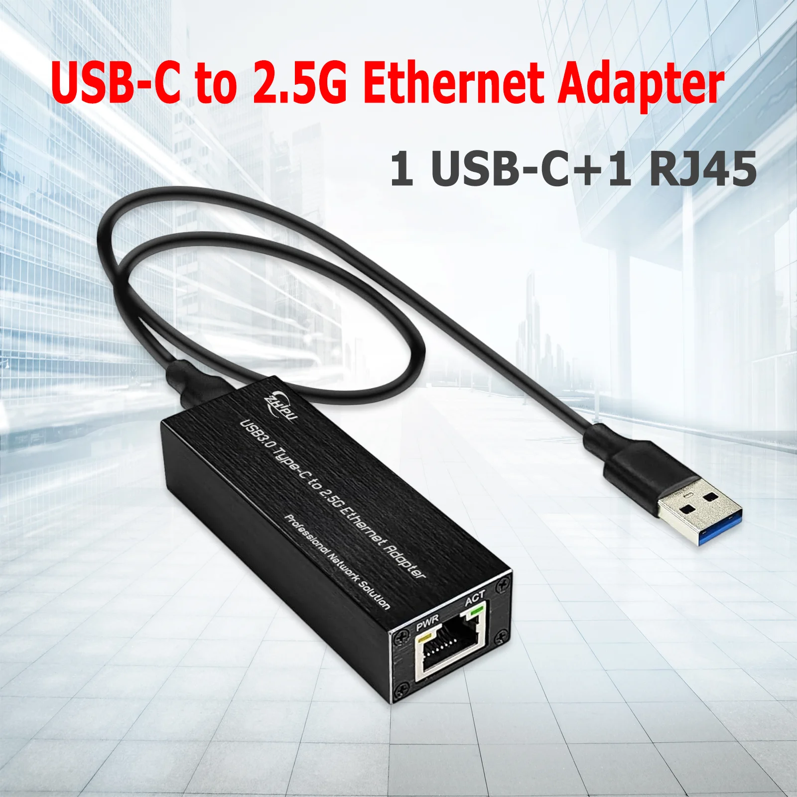 

USB3.0 to 2.5G RJ45 Ethernet Adapter, Type-C to 2.5Gbps LAN Network Card, 10/100/1000M/2.5Gbps Ethernet NIC Network Adapter