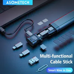 9 in 1 USB To Type C OTG Adapter Multi Function Data Wire Rod SIM KIT TF Card Memory Reader Storage Case Phone Cradle