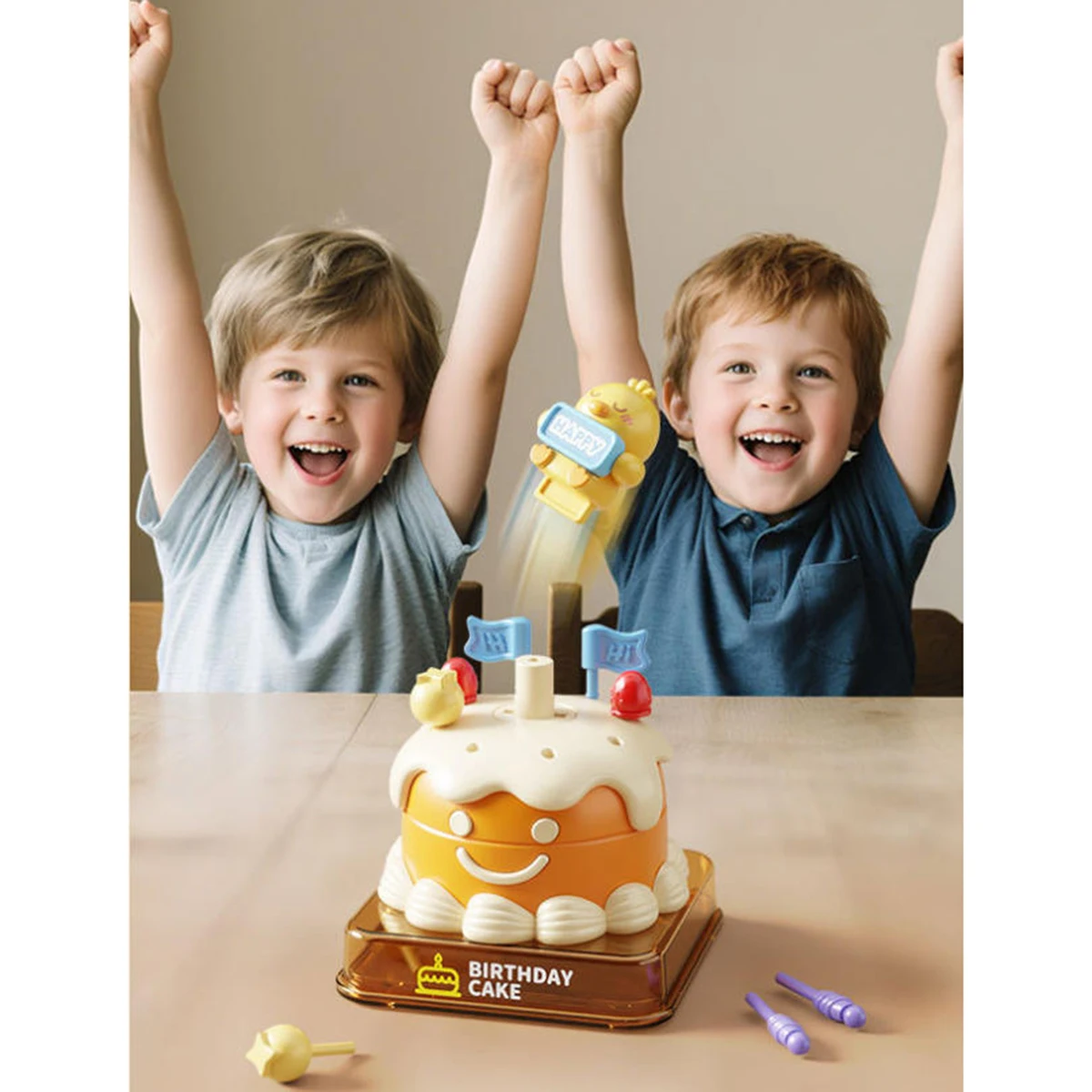 Novelty Cartoon Rabbit Bouncing Cake Toys Children Funny Creative Prank Birthday Cake Simulation Play House Toys Holiday Gift