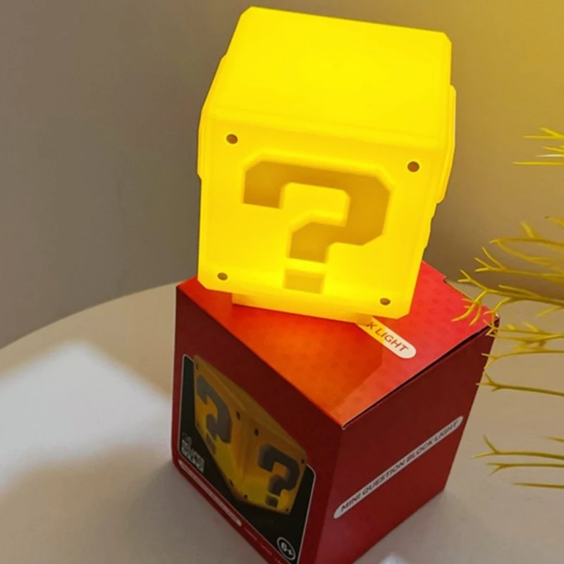 Super Mario Question Block Night Light Soft Warm Led Lamp Usb Rechargeable Bedside Decor Light Gift for Kids Bedroom view 3