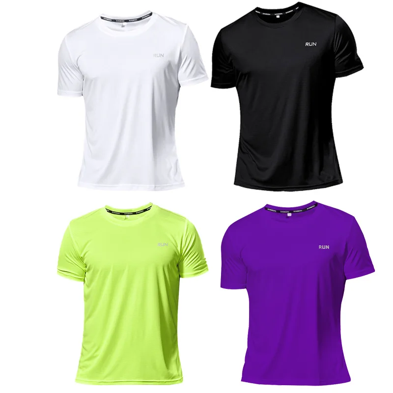 

2024 Summer Running T Shirt Men Polyester Fabric T-shirt Men High Quality Solid Color Short Sleeve Loose Tshirts Oversize Tops