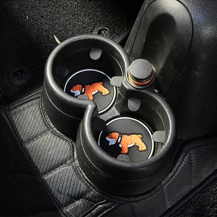 For BMW Mini Cooper Car Non-slip Pad Cup Holder Mat Silicone Water Cup Pad Dust Storage Pad Cartoon Puppy Pattern