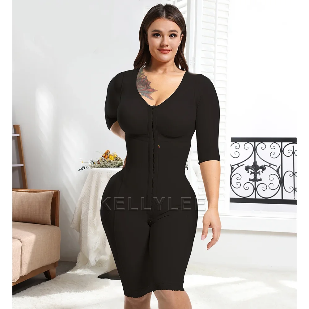 Post-Surgery Double Compression Garments Faja with Sleeves & Bra Tummy Control Shapewear Slimming Girdle Women Lace Body Shaper