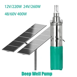 9m Wire Lift=30m-45m 20L/min 12V 24V 220W 260W 400W Solar Water Pump Deep Well Pump Screw Submersible Pump For Irrigation Garden
