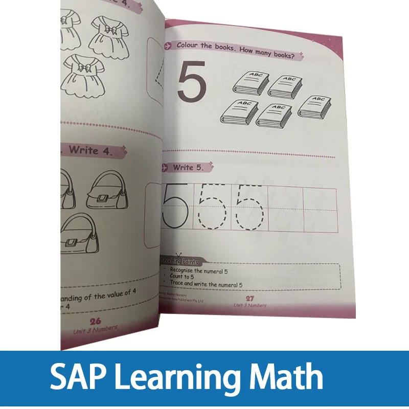 3 Livros SAP Learning Math N K1 K2 Cingapura Matemática Kindergarten Learning Series Inglês Exercise Book