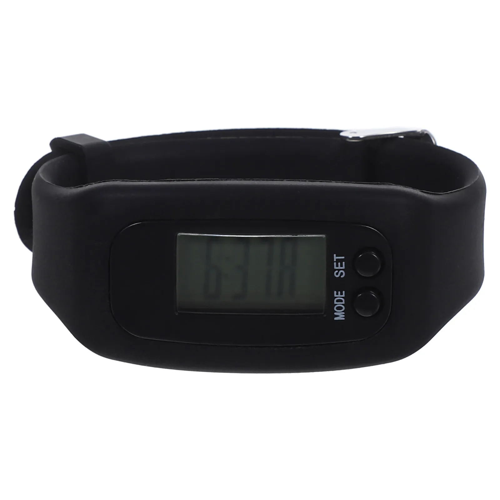 Black LED Pedometer Sports Watch Calorie Monitor Real Time Mileage Display Casual Trendy Comfortable Wristwatch