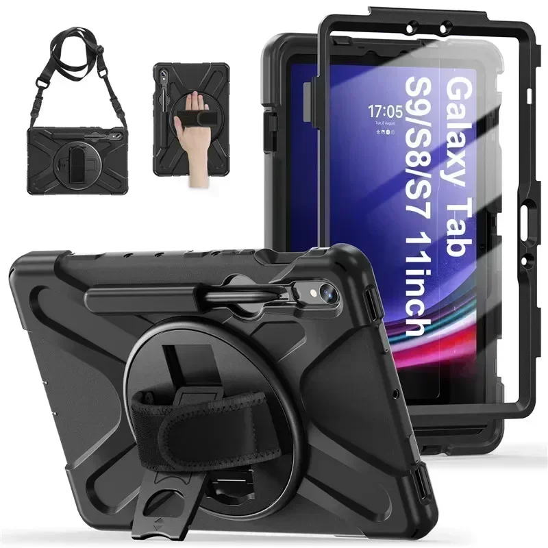 Funda para tableta a prueba de golpes para Samsung Galaxy Tab S9 S8 Ultra 14,6 S7 11 "Plus FE 12,4 pulgadas Funda con asa y correa para el hombro