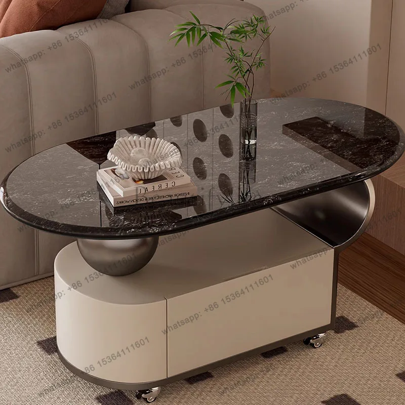 

Unique Oval Coffee Table Wheels Trendy Side Bedroom Coffee Table Living Room Modern Table Basse Minimaliste Luxury Furniture