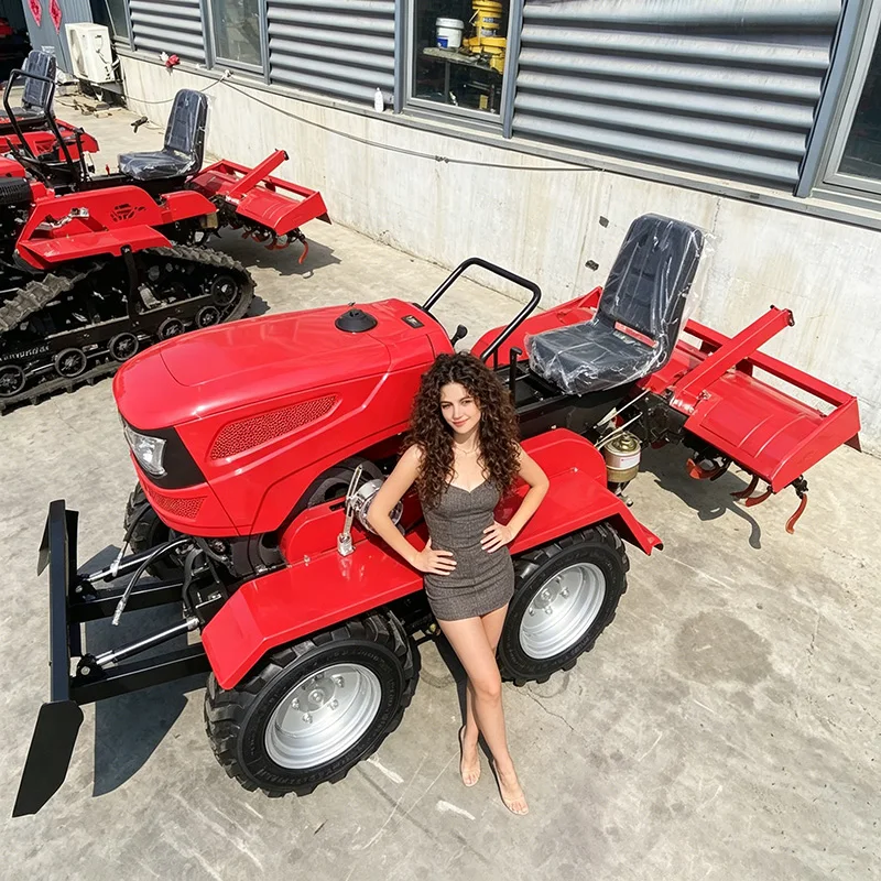 Customized Good Value Four Wheel Rotary Tiller, Wheel Micro Tiller & Ride-On Agricultural Tractor