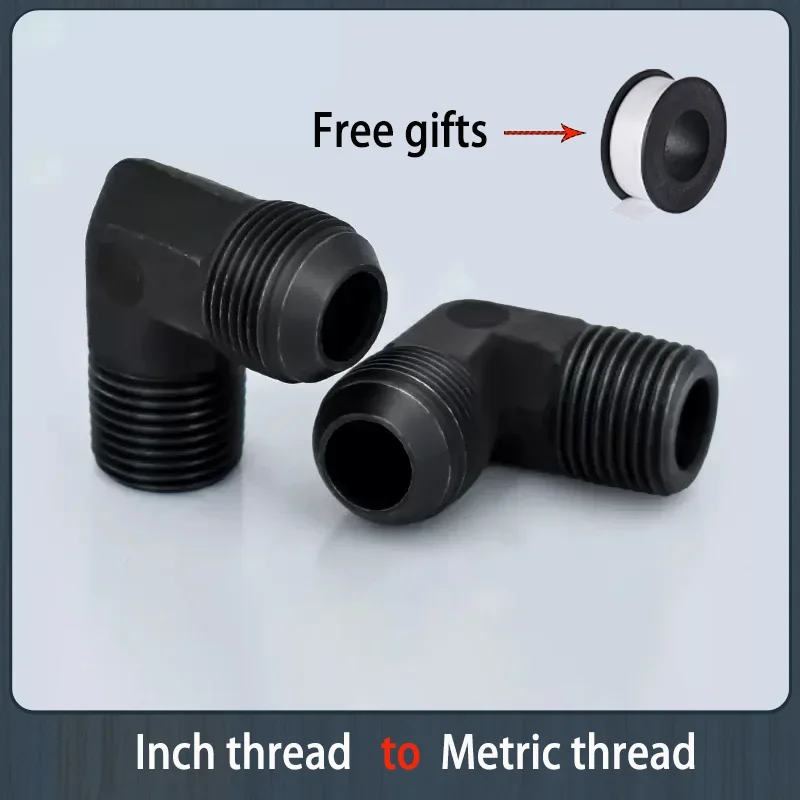 D-type Elbow Metric Male Ball Joint BSP 1/4 1/2 3/4 Right Angle Elbow Hydraulic Oil Pipe Joint Hydraulic Fittings Carbon Steel