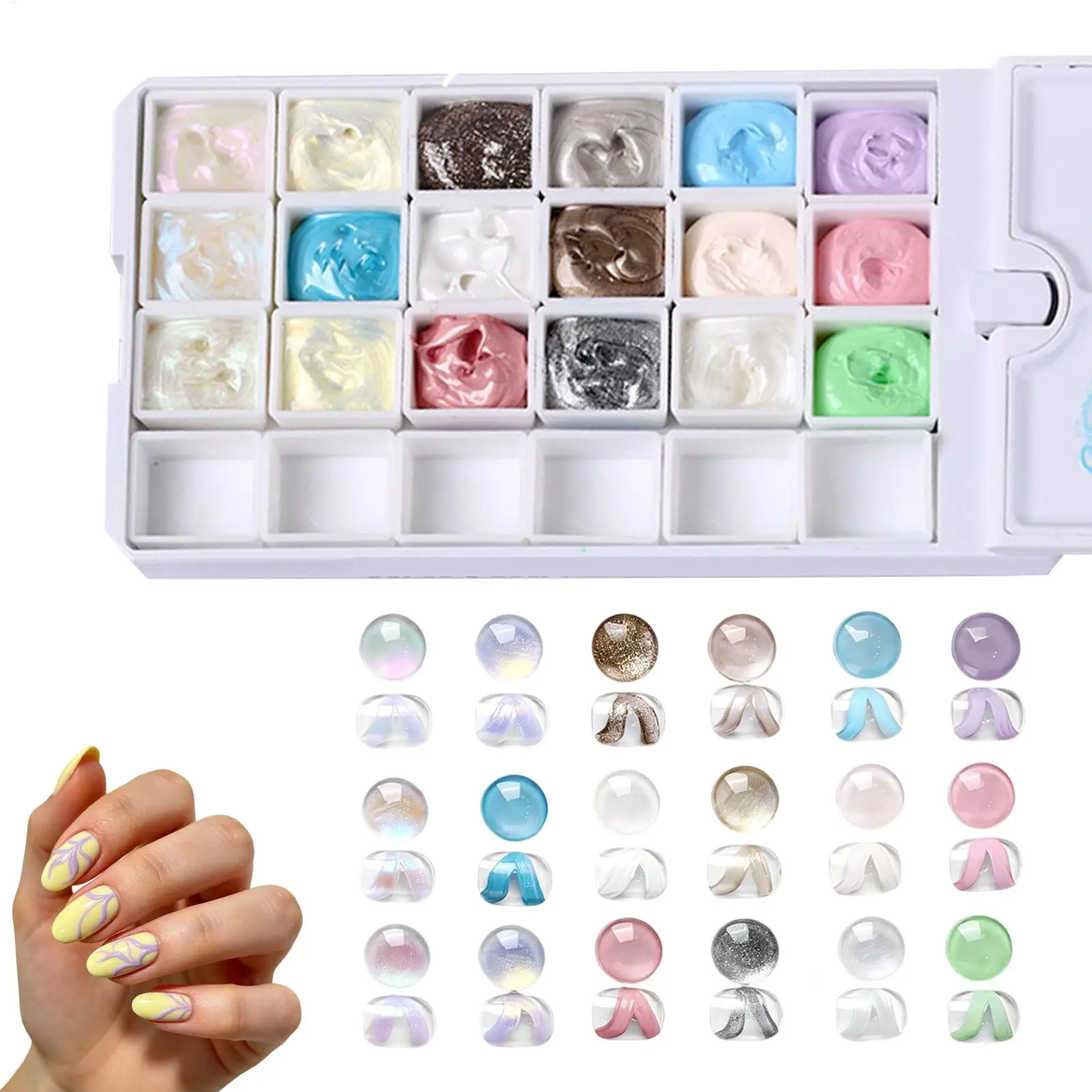 18-grid Gradient Quick Dry Long Lasting Palette Nail Gel Polishing Nail Patting Gel Metallics Gradient Blush Transfer Nail Blush