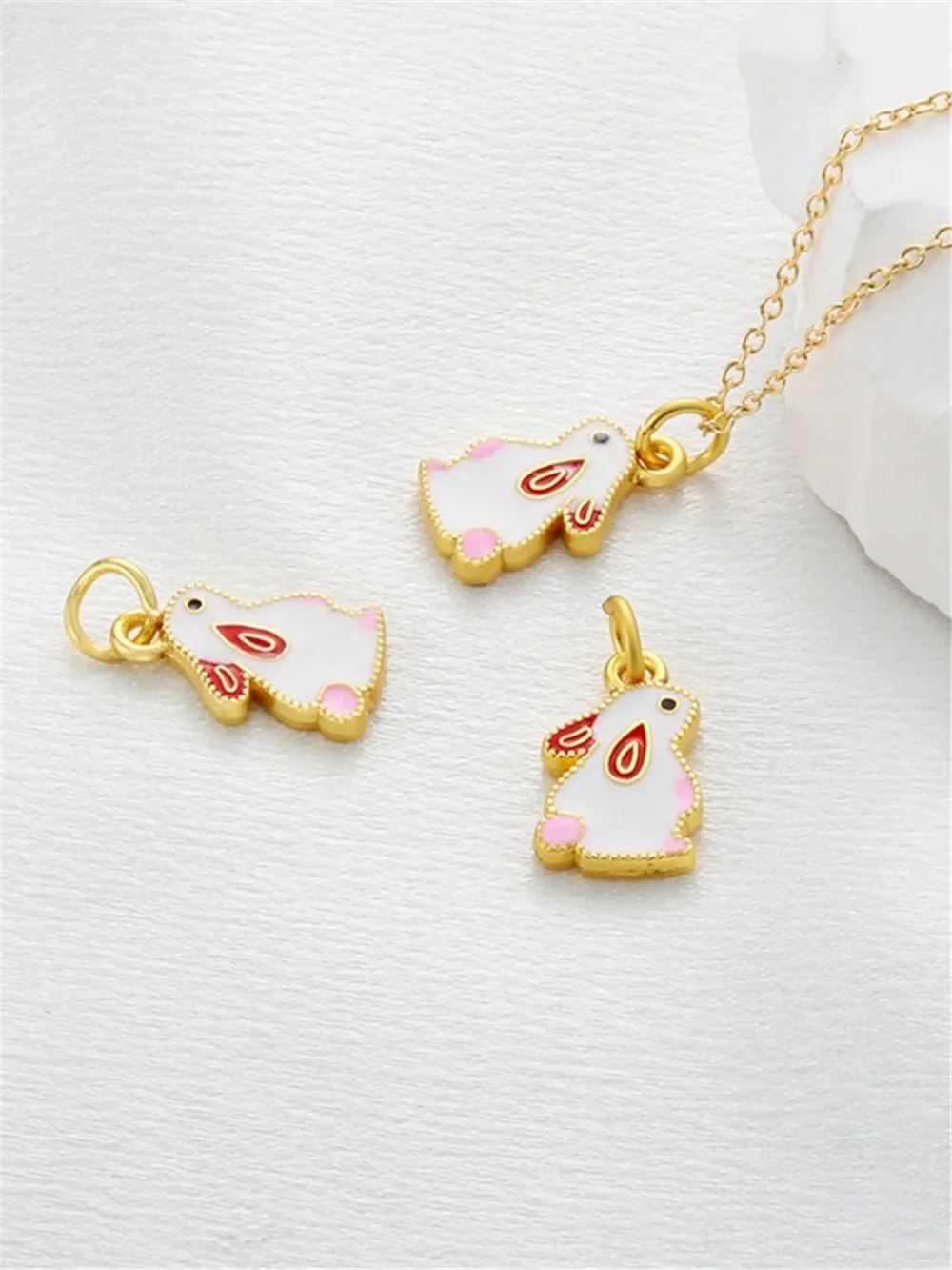 

18K Gold Bag, Color-preserving Double-sided Dripping Rabbit Pendant, Tag DIY Handmade Bracelet, Necklace, Jewelry Accessories.