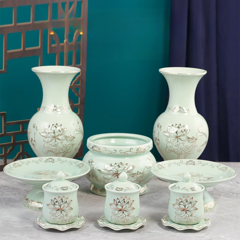 1pc Ceramic Buddhist Tools Household Indoor Water Supply Cup Vase Ornaments Temple Decoration Sacrificial Supplies Feng Shui