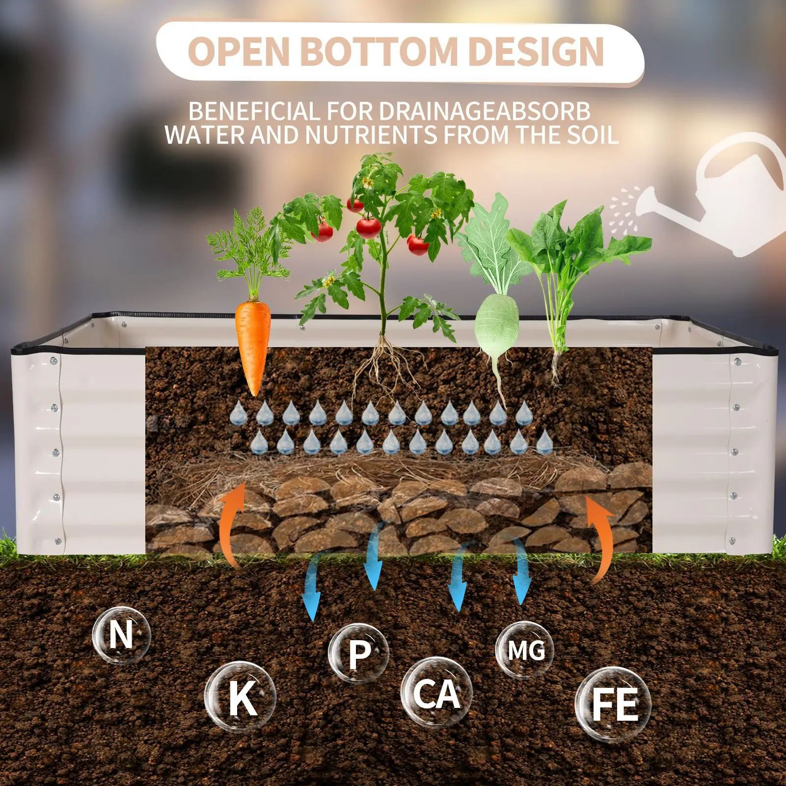Outdoor Raised Iron Corrosion-resistant Planter Box Garden Bed Home Vegetable Flower Container Balcony Courtyard