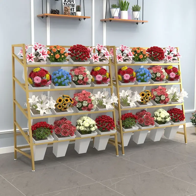 Multi-layer flower bucket display stand metal wedding