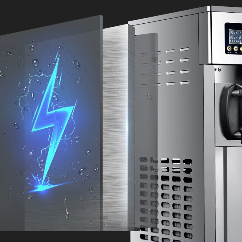 Commercial three-color soft ice cream machine stainless steel soft ice cream cone sundae ice cream machine make ice cream 1200W