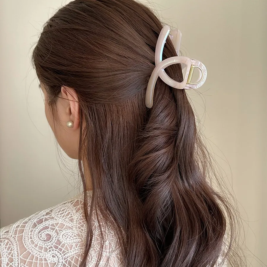 Glossy Hair Shark Clip Candy Color Cross Simple Style for Updo Summer New Elegant Non Slip Daily Home
