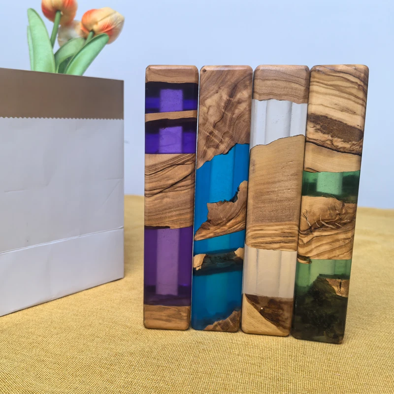 Handmade Mezuzah Case of Olive Wood and Epoxy Resin Jewish Home door Decor judaica Religious Gift for Jewish Home bless mezuzah