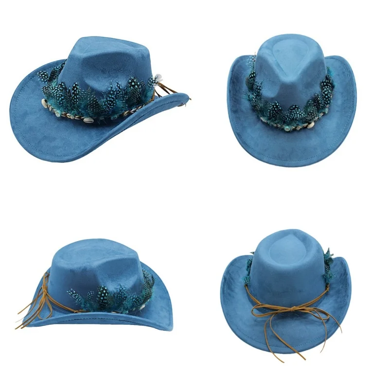

Женские шляпы-федоры, шерстяная панама с ремешком из перьев, этническая модная фетровая шляпа с широкими полями, классическая мужская шляпа-трилби