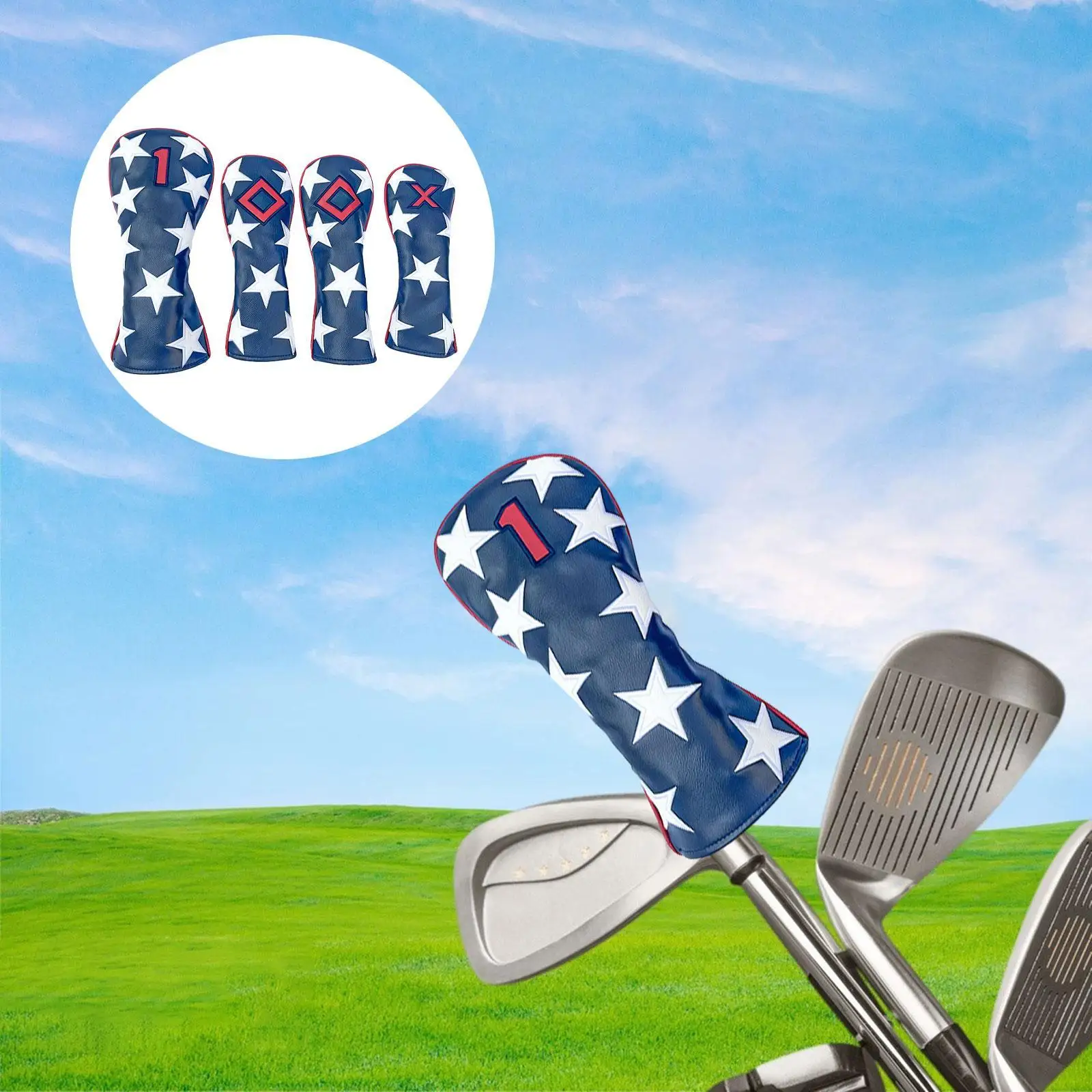 

4Pcs Golf Club Head Covers Set for Driver Fairway Wood Hybrid Universal Fit