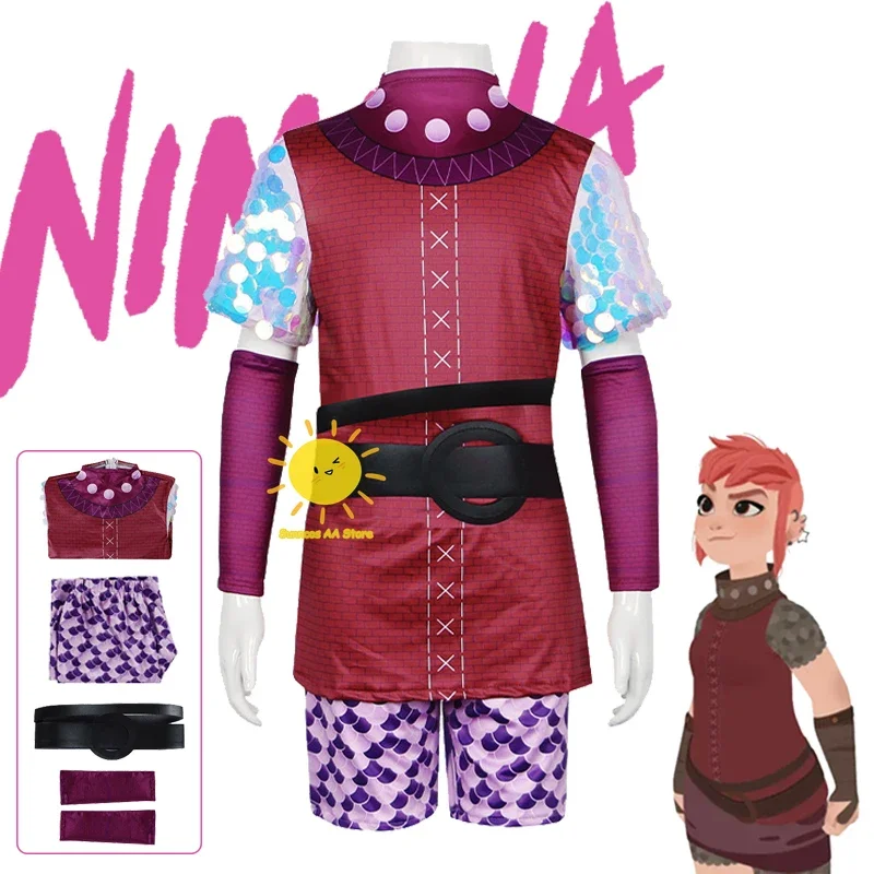 

FC6Anime Nimona Cosplay Monster Girl Nimona Cosplay Costumes Uniform Suit Clothes Halloween Carnival Party Costumes for Gir@FC8！