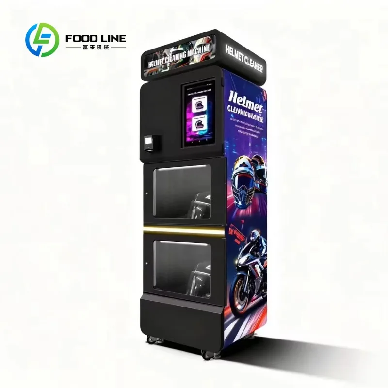 

Производитель торговых автоматов на заказ: двухдверный автомат для чистки шлемов с функциями распыления парфюма и дезинфекции