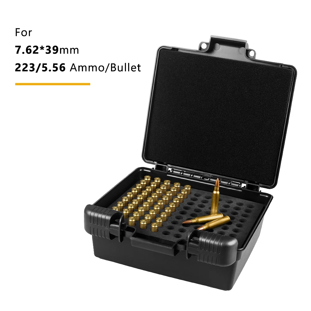 99 Rounds Ammo Box Tactical Bullet Box Bullet Locking Storage Case Bullet Shell Holder Box Rifle Cartridge Storage Case 223/5.56