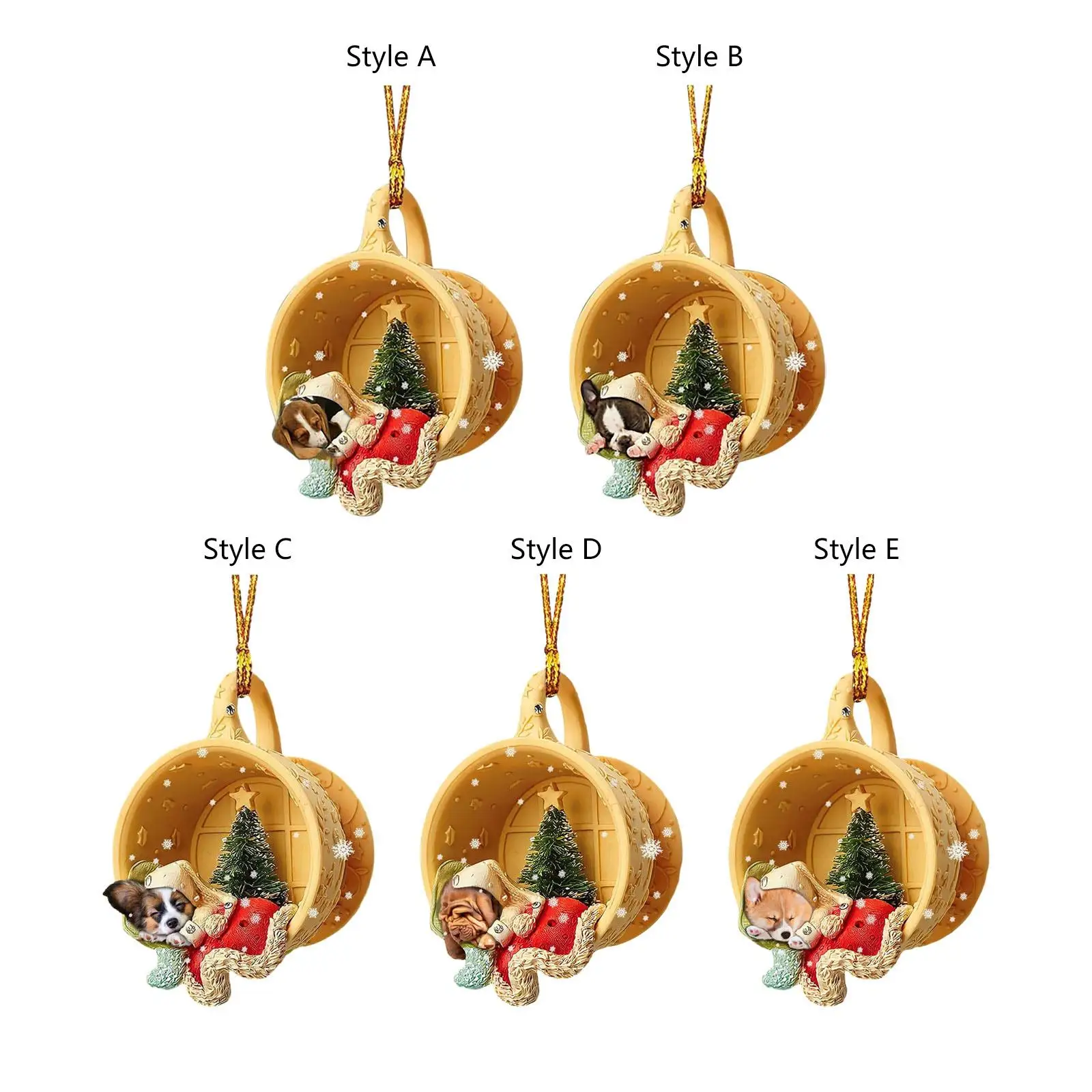 Christmas Dog Pendant Ornament Cute Xmas Holiday Decor with Hats Christmas Tree Ornament Xmas Tree Dog Statue for Bag Holiday